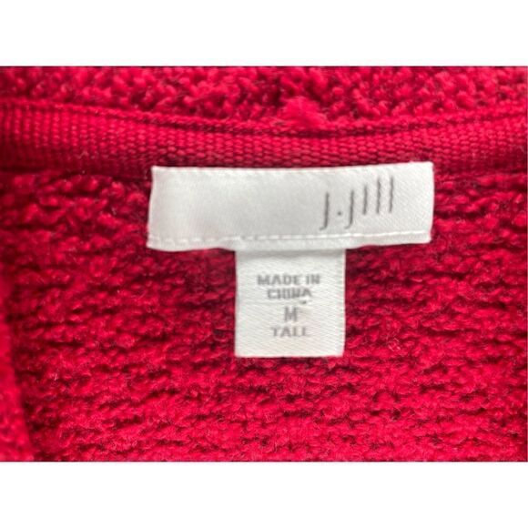 J Jill Easy Textured Long Open Front Cardigan Heathered Red Size MT - Picture 3 of 16